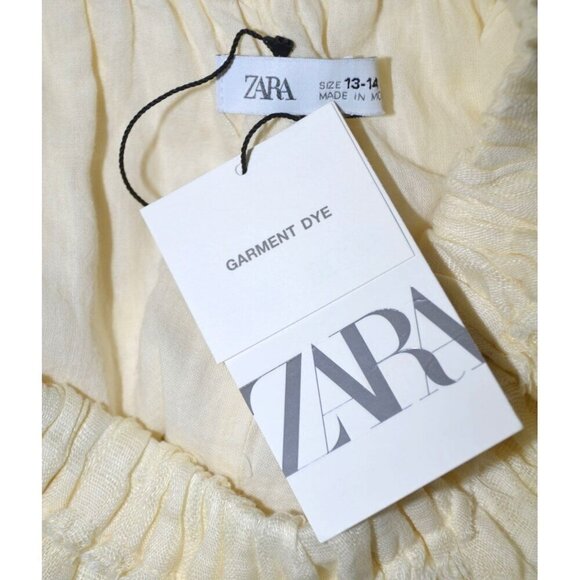 NWT Boho Zara Ladies Neutral Beige 100% Linen Knee Length Dress Size 13-14 Off T - Picture 12 of 15